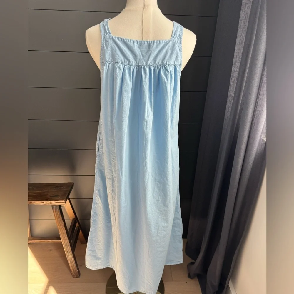 Yozly Blue Cottagecore Floral Cotton Day Dress Loungewear Nightgown Embroidered - Picture 4 of 8